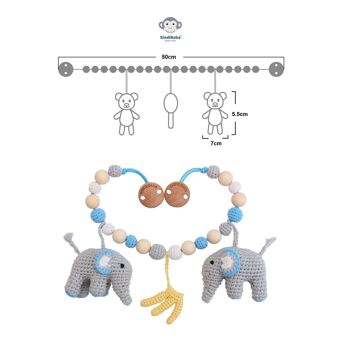 Chaîne de landau au crochet éléphant JUMBO en bleu 3