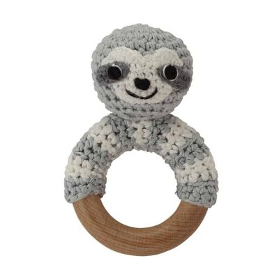 Crocheted gripping toy sloth SLEEPY in grey