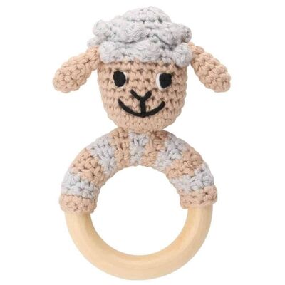 Crocheted grasping toy sheep DOLLY in grey