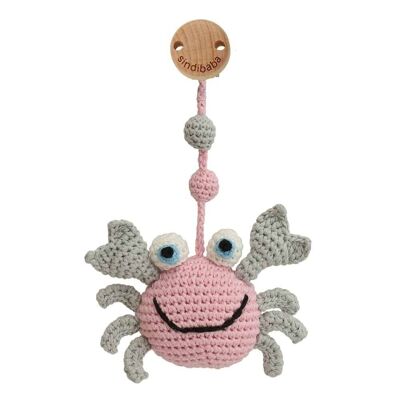 Crocheted buggy trailer crab PINCER in pink (clip)