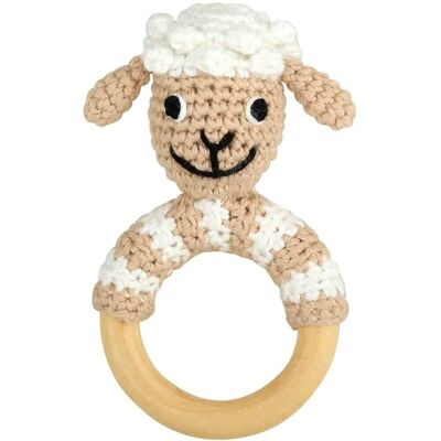 Crocheted clutching toy sheep DOLLY in white