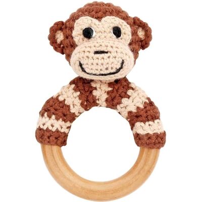 Crocheted grasping toy monkey CHARLIE in brown