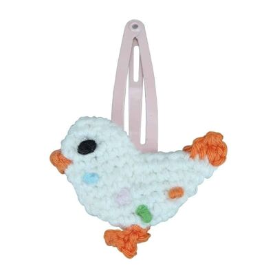 Hair clip with crocheted bird (white)