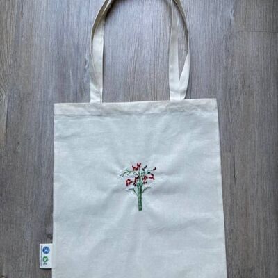Burlap bag bouquet red organic and fair trade