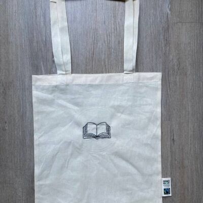 Jute bag open book organic and fair trade