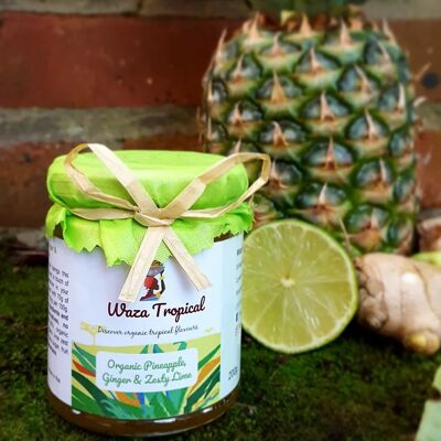 Confiture bio d'ananas, gingembre et citron vert