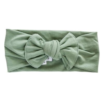 Cinta para la cabeza JUSTINE de algodón orgánico GOTS Basil Green - FLY bow