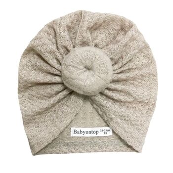 TURBAN Lina - Tricot gaufré BEIGE Donut