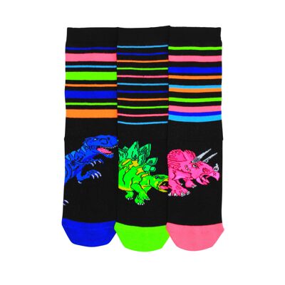 Dinosaur socks - 1 set of 3 kids united odd socks