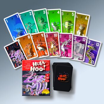 Hula hoo ! à partir de 8 ans, pour 2 à 6 joueurs, jeu de cartes passionnant pour toute la famille, avec tactique, chance et bluff 5