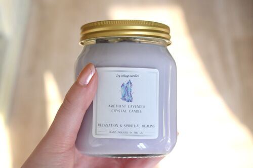 Amethyst lavender crystal candle