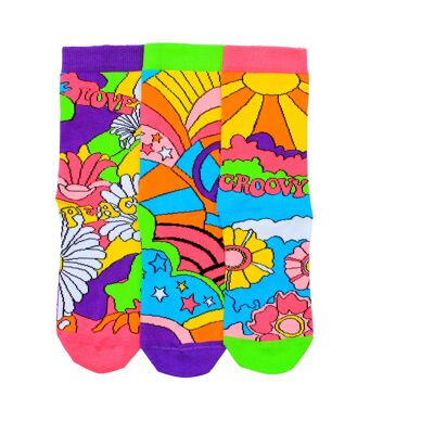 Hippy socks - 1 set of 3 ladies united odd socks