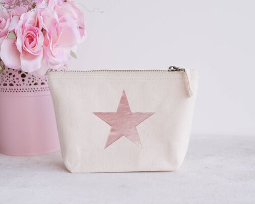 Navy Star 100% Brushed Cotton Canvas Make Up Accessory Zip Pouch Bag