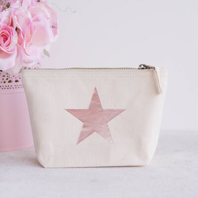 Navy Star 100% Brushed Cotton Canvas Make Up Accessory Zip Pouch Bag