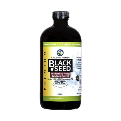 Amazing Herbs Premium 100% puro olio di semi di cumino nero spremuto a freddo, 480 ml