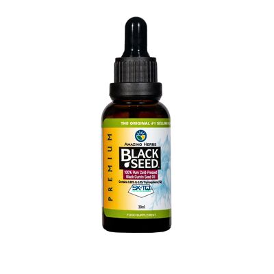 Aceite de semilla de comino negro prensado en frío 100 % puro de Amazing Herbs, 30 ml