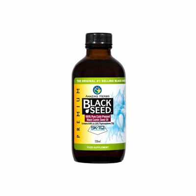 Aceite de semilla de comino negro prensado en frío 100 % puro de Amazing Herbs, 120 ml
