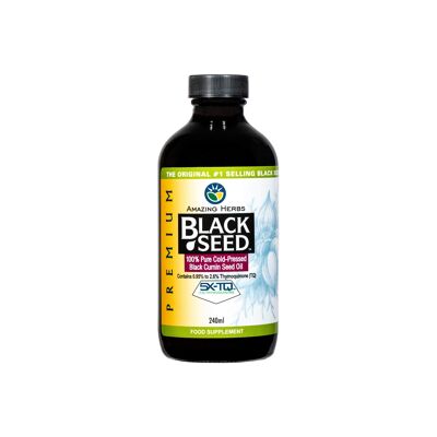 Amazing Herbs Premium 100% Pure Cold-Pressed Black Cumin Seed Oil, 240ml