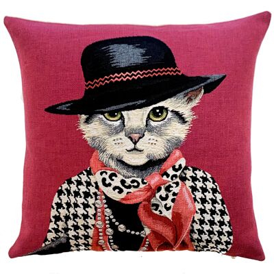 taie d'oreiller décorative fashionista chat chanel