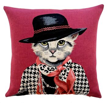 taie d'oreiller décorative fashionista chat chanel 1