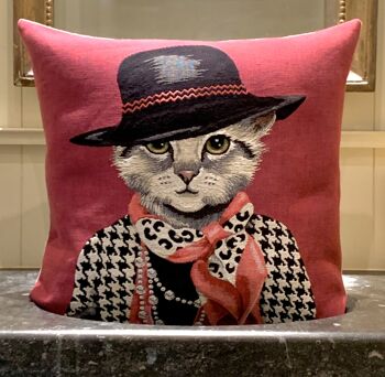 taie d'oreiller décorative fashionista chat chanel 2