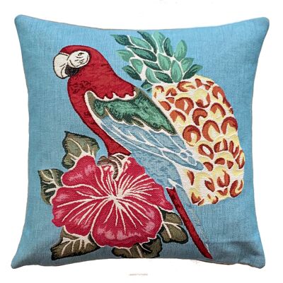 decorative pillow cover parrot & red flower