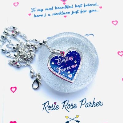 Pendentif collier Besties Forever, collier mignon, colliers, cadeaux de meilleur ami, colliers contemporains de déclaration dangle, cadeaux mignons