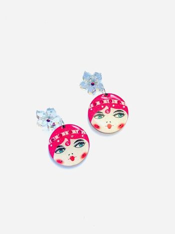 Boucles d'oreilles Little Suzi, boucles d'oreilles en acrylique, boucles d'oreilles visage, boucles d'oreilles visage, boucles d'oreilles inhabituelles, boucles d'oreilles étranges, boucles d'oreilles visage rétro, acy; boucles d'oreilles ic, boucles d'oreilles roses de style d'été 3