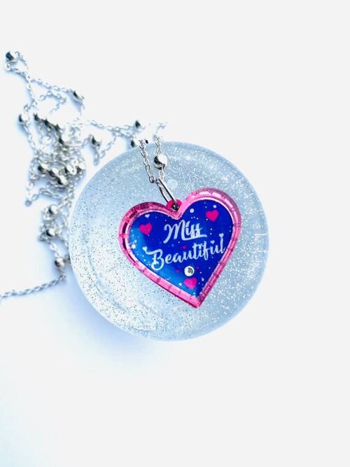 Miss Beautiful necklace,  pretty best friend necklace,acylic necklcae,pretty necklace,unusual necklca