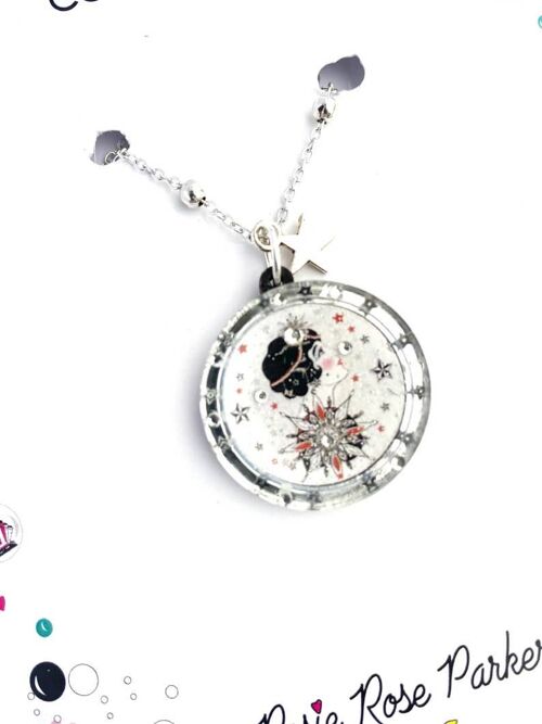Pretty star lady necklace,cute pendants for daywear,cute moon and star necklcaes,unusla necklcaes, pretty necklcaes,silver chain necklcaes,