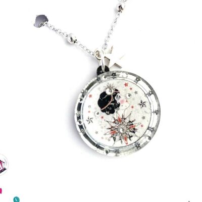 Pretty star lady necklace,cute pendants for daywear,cute moon and star necklcaes,unusla necklcaes, pretty necklcaes,silver chain necklcaes,