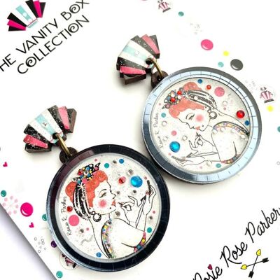 Les boucles d'oreilles en acrylique big betty, boucles d'oreilles rétro du milieu du siècle