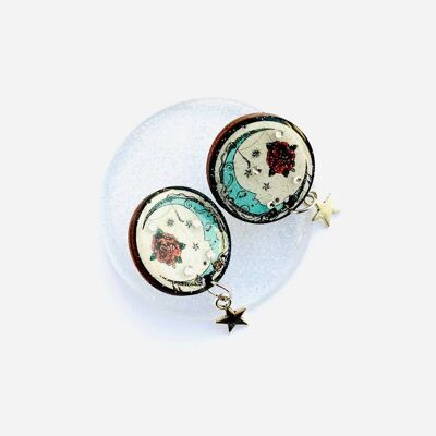 boucles d'oreilles minuscules de lune, boucles d'oreilles de lune, boucles d'oreilles de tous les jours