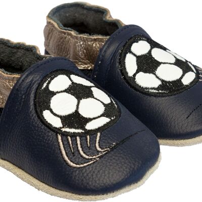 Rose et Chocolat Chaussons en Cuir Soccer Star Navy