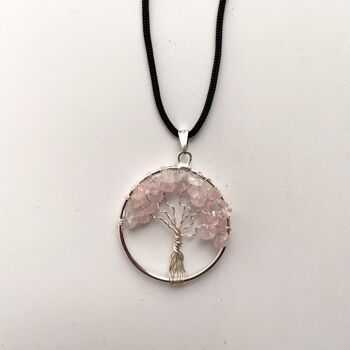 Pendentif Arbre de Vie, Quartz Rose, 30 mm 3