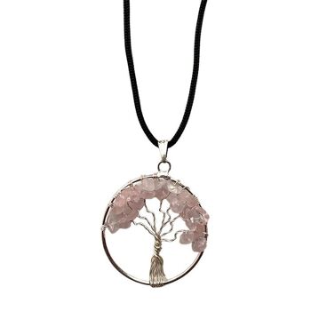 Pendentif Arbre de Vie, Quartz Rose, 30 mm 4