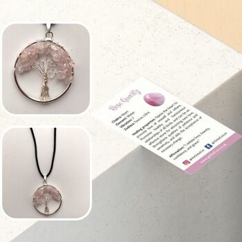 Pendentif Arbre de Vie, Quartz Rose, 30 mm 5