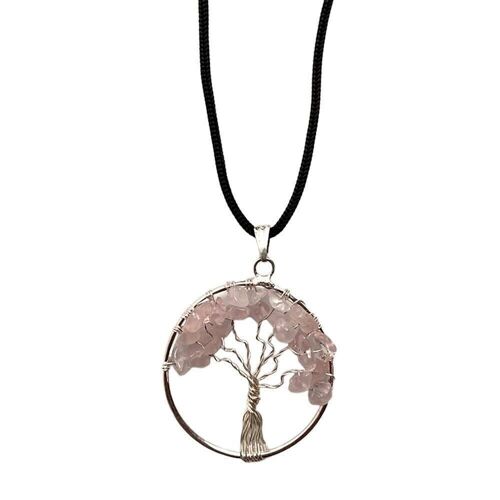 Tree of Life Pendant, Rose Quartz, 30mm