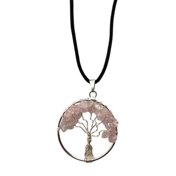 Pendentif Arbre de Vie, Quartz Rose, 30 mm 1