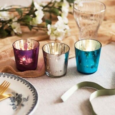 Coloured Tea Light Glasses (Set of Three)