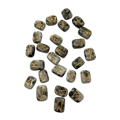 Set di rune con custodia, 1-2 cm, pietra di luna arcobaleno