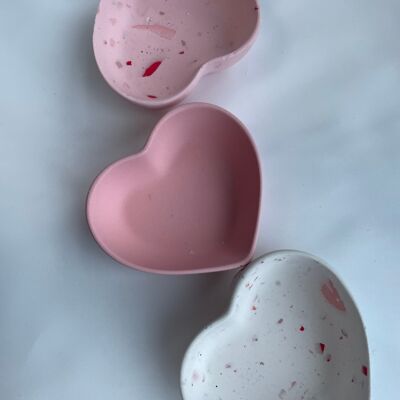 Heart Trinket Dish - White with Pink and Red Terrazzo