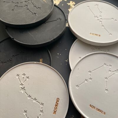 Zodiac Trinket Coasters - Libra - Neutral - Gold + 2