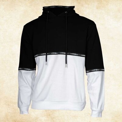 Sudadera con capucha Hombre, negro/blanco