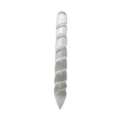 Varita de punta en espiral de selenita, 12 cm