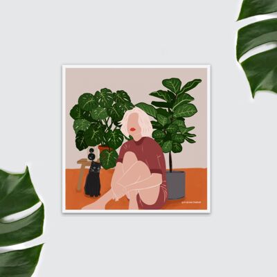 Imán de nevera - Plantas de interior, Monstera, Ilustración Plantlady, Catlady, Fiddle tree, Urban jUngle