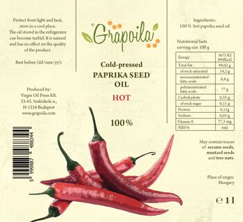 Huile de graines de paprika Grapoila (chaude) 11,2x20 cm 2