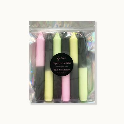 Dip Dye Candle Set: Neon Black Edition