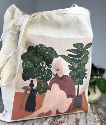 Cabas, cabas, cabas, sac jute, sac tissu, sac tissu, jungle urbaine, plantlady, illustration, Plantlover, Monstera, long manche 2