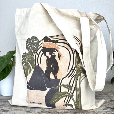 Shopping bag, tote bag, cloth bag, cloth bag - Plantlady, Illustration, Monstera, Plantlover, Boho Hippie